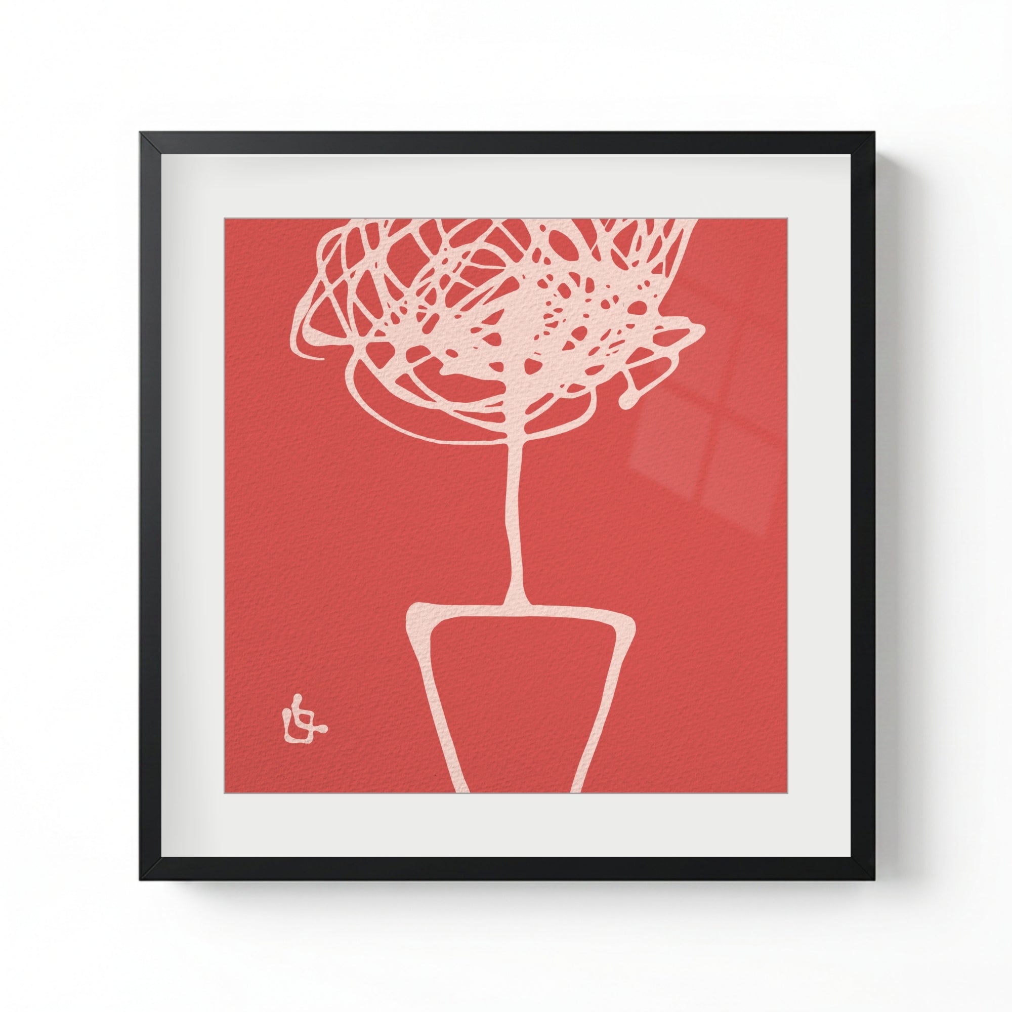 Family Tree Coral Red Wall Art Fine Art Print