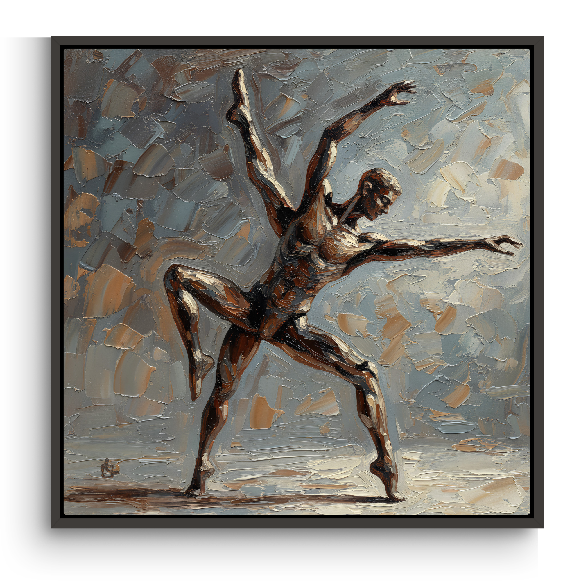 Out of Sync Dusty Blue & Brown Wall Art Canvas Print