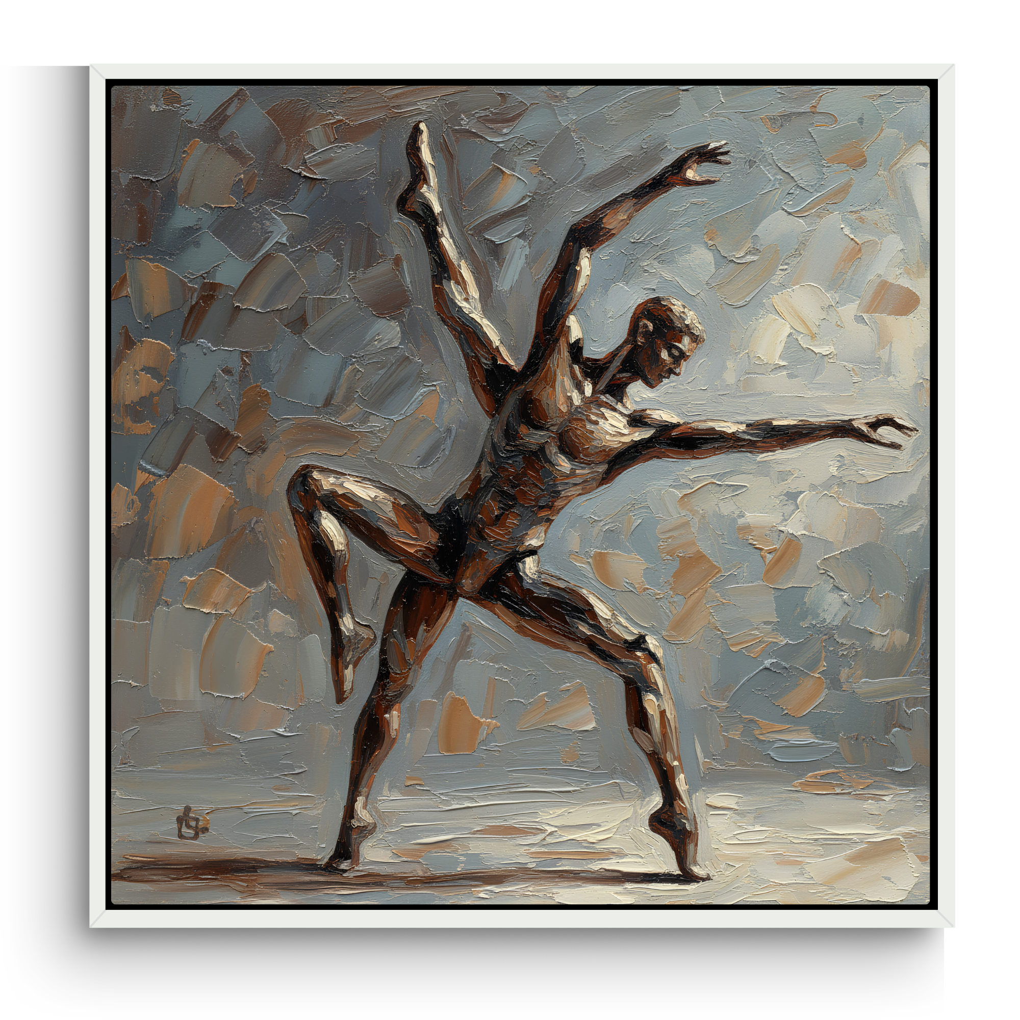 Out of Sync Dusty Blue & Brown Wall Art Canvas Print