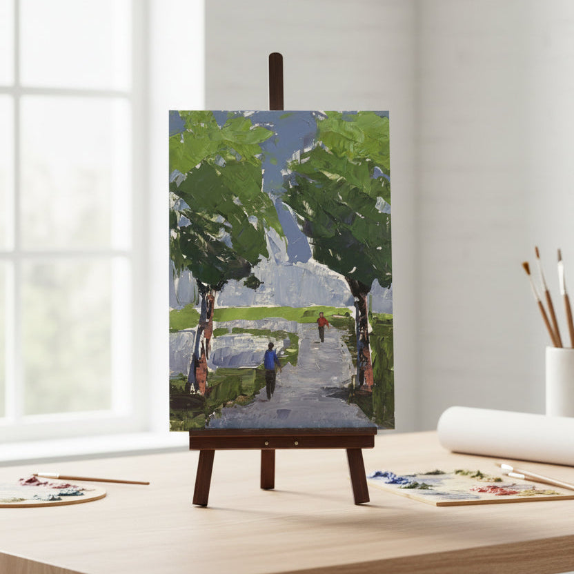 Diverging Original Painting Wall Art a Landscape painting of the Billy Wolff Trail in Lincoln, NE