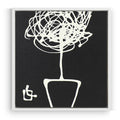 Black and white abstract artwork of a tree on a black background