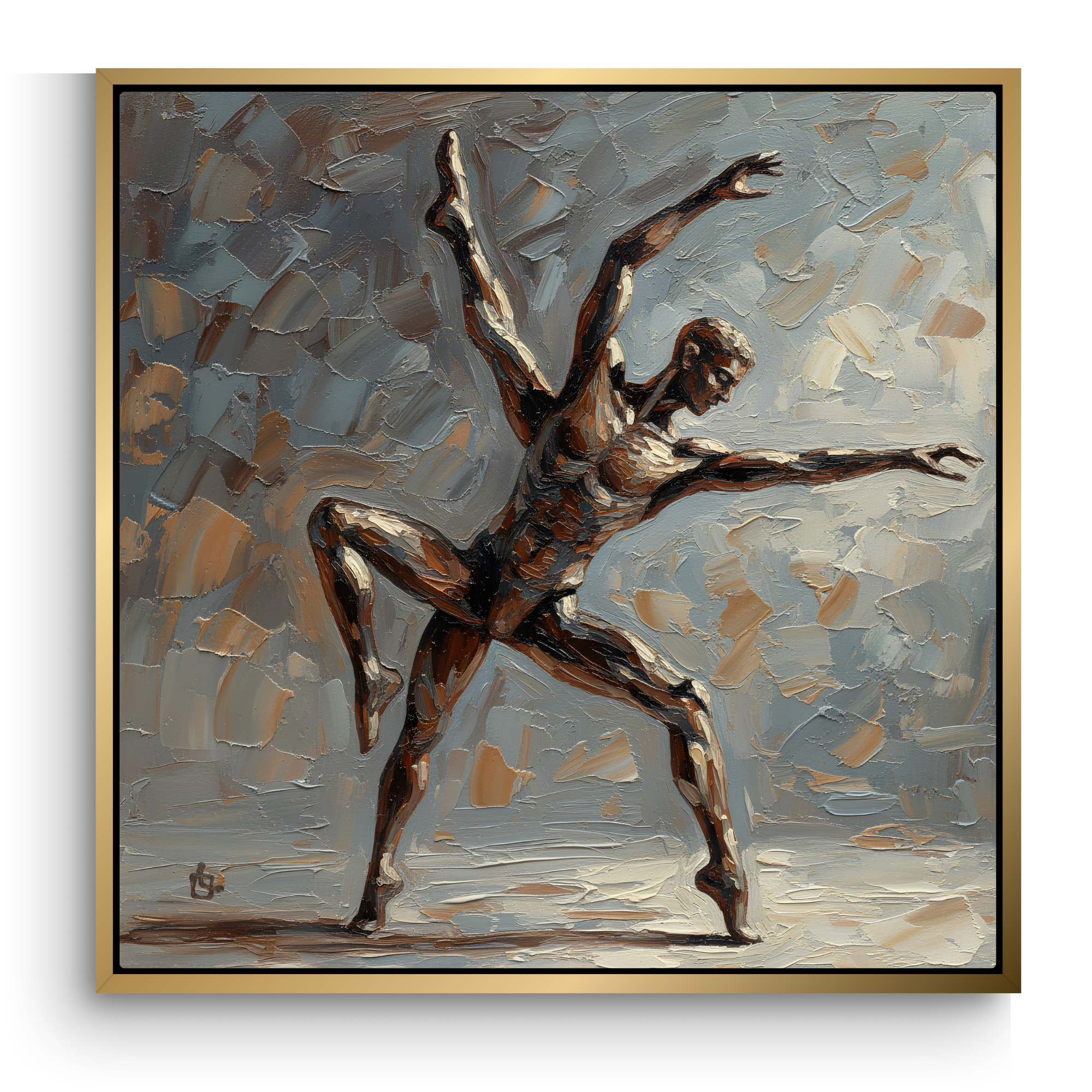 Out of Sync Dusty Blue & Brown Wall Art Canvas Print