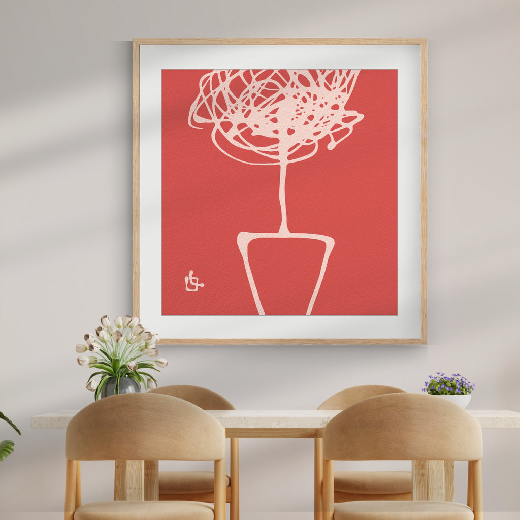 Family Tree Coral Red Wall Art Fine Art Print