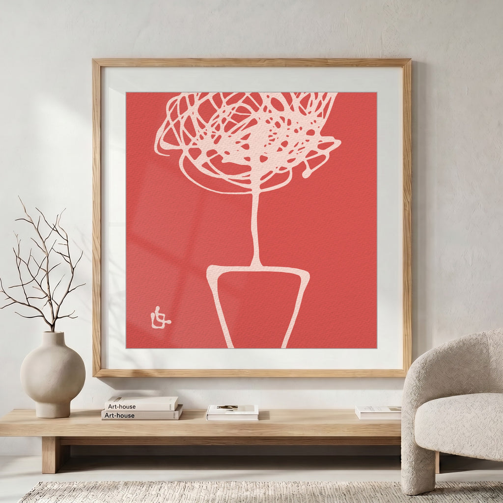 Family Tree Coral Red Wall Art Fine Art Print