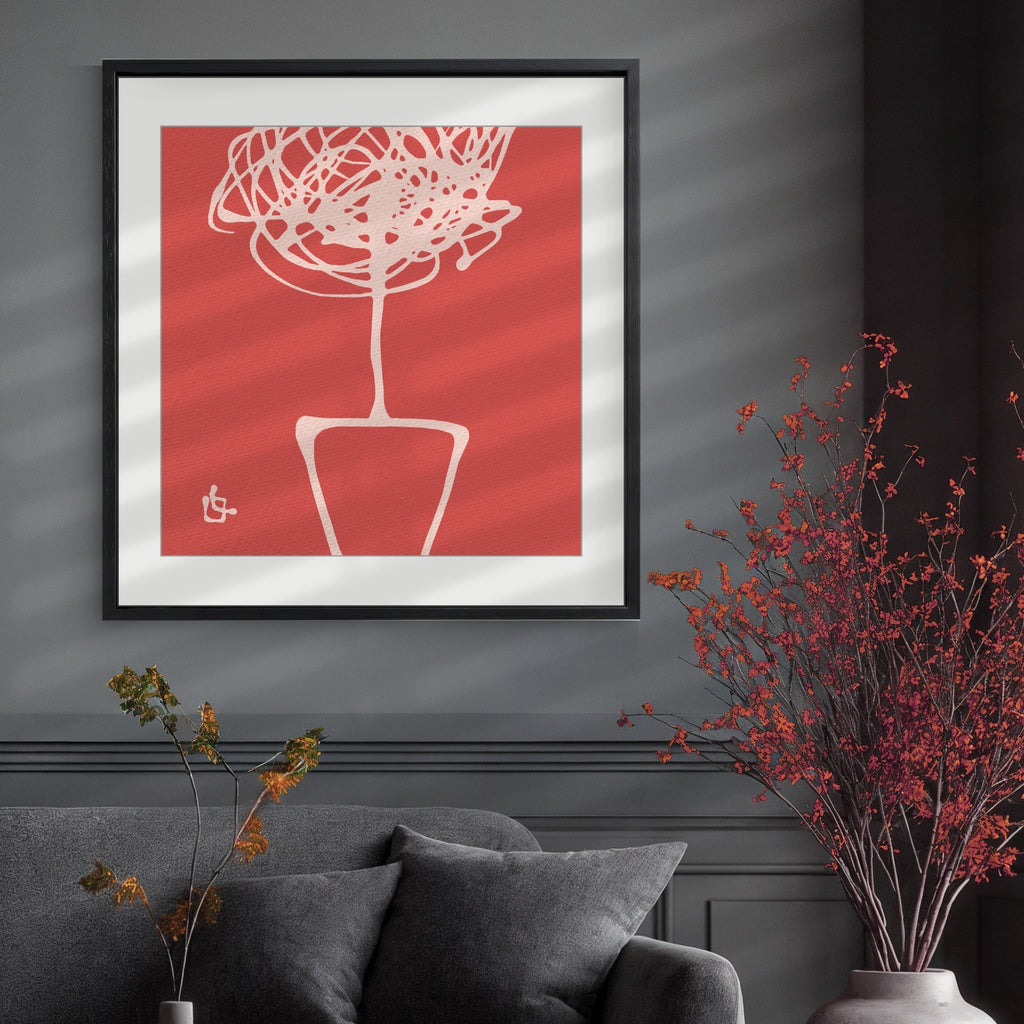 Family Tree Coral Red Wall Art Fine Art Print