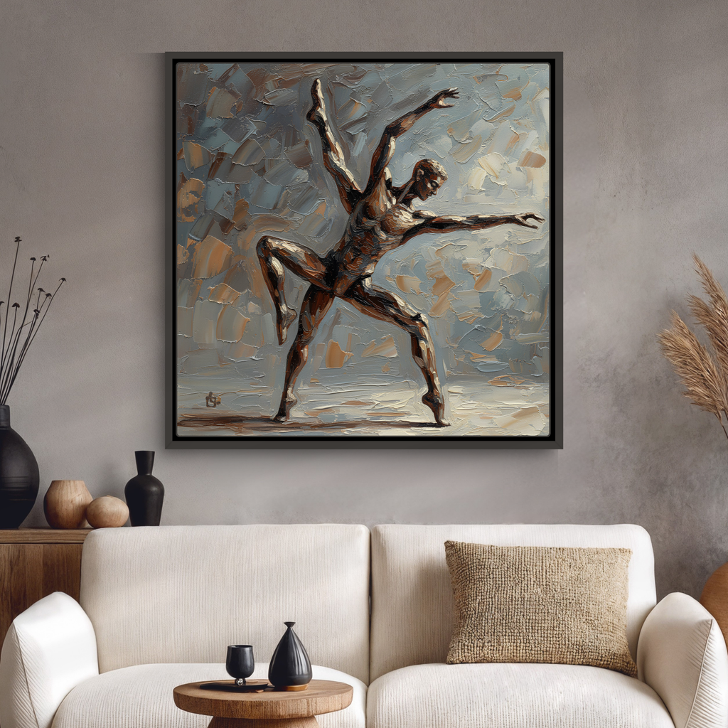 Out of Sync Dusty Blue & Brown Wall Art Canvas Print