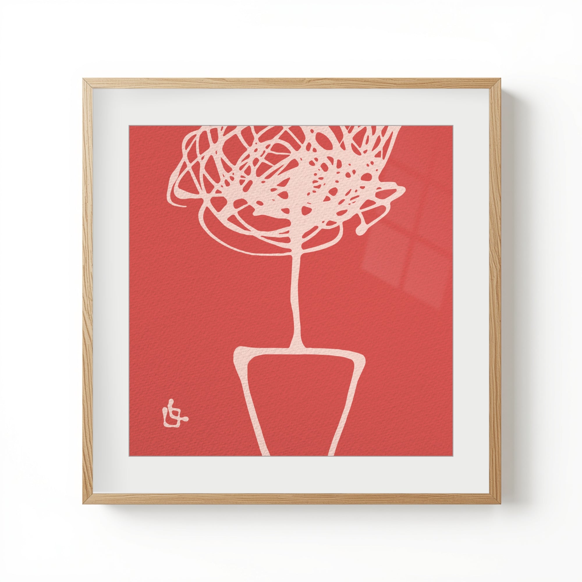 Family Tree Coral Red Wall Art Fine Art Print