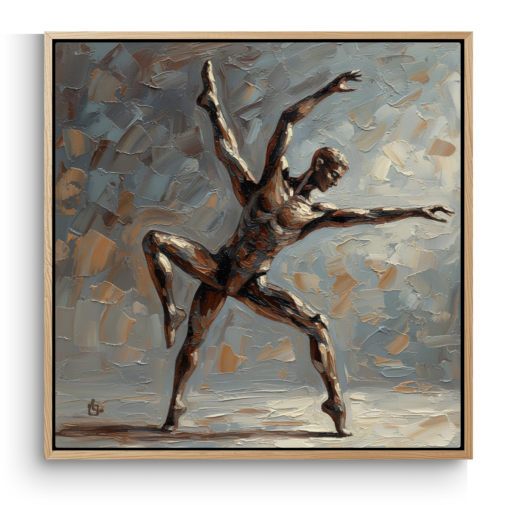 Out of Sync Dusty Blue & Brown Wall Art Canvas Print