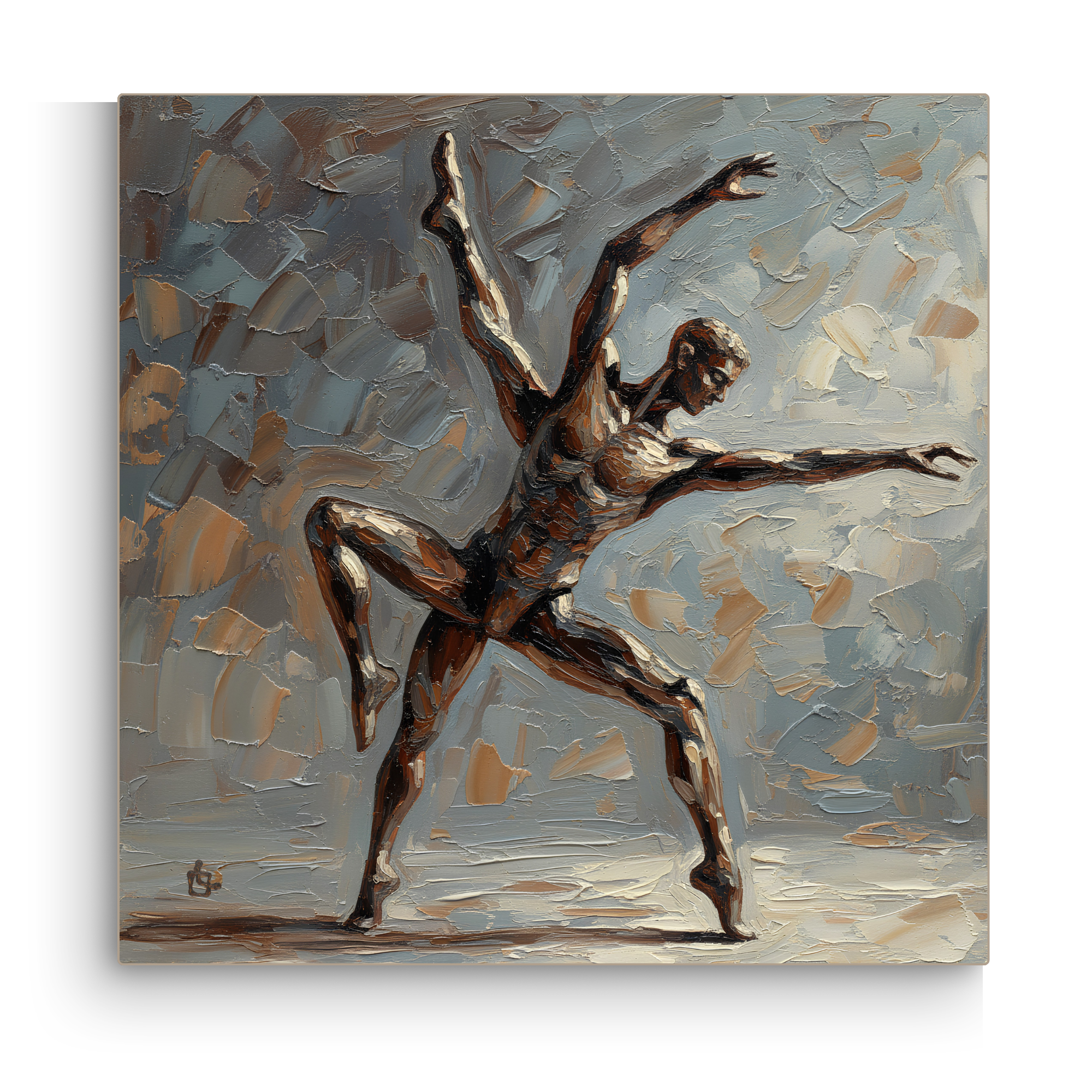 Out of Sync Dusty Blue & Brown Wall Art Canvas Print