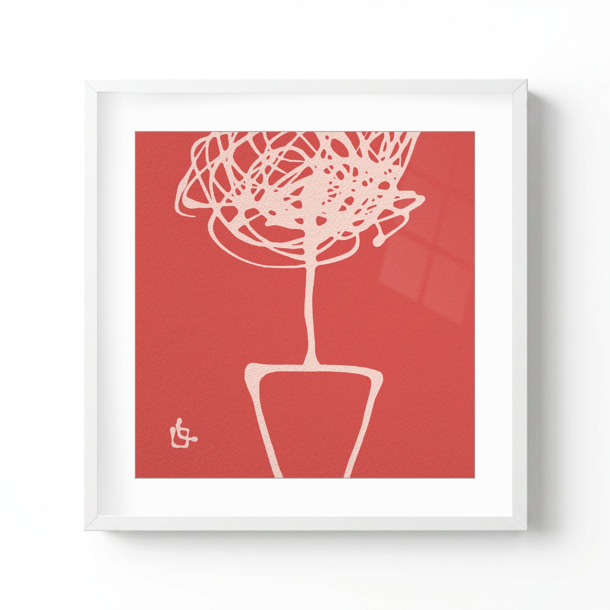 Family Tree Coral Red Wall Art Fine Art Print