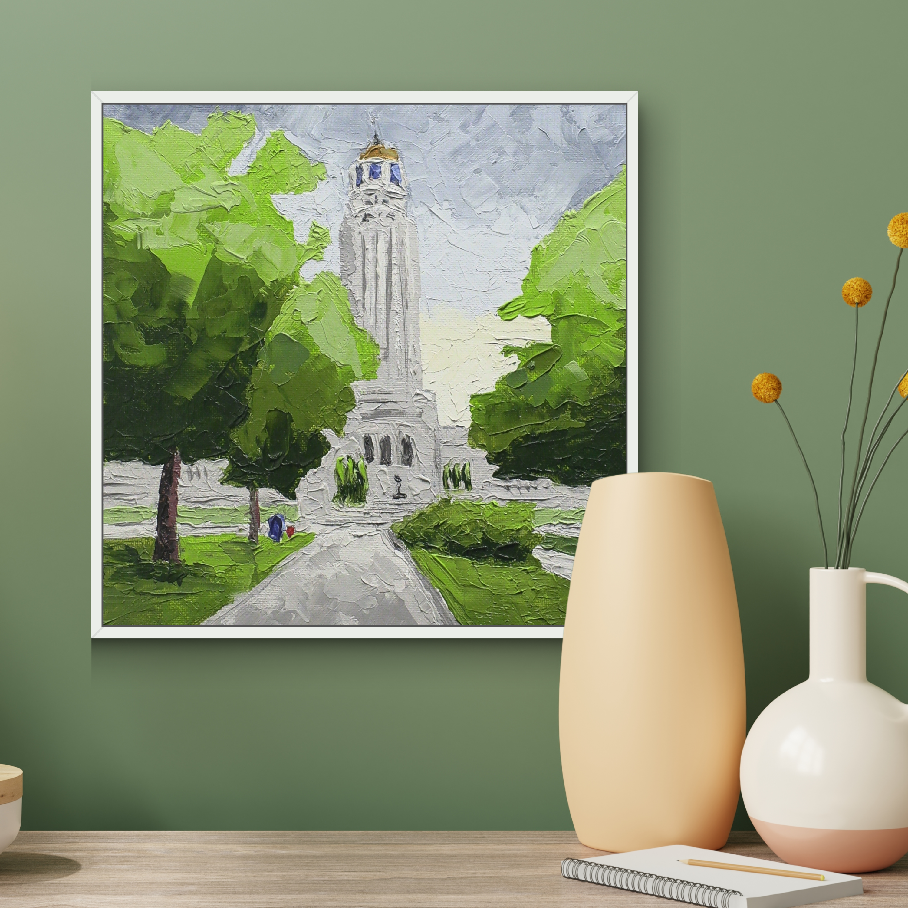 Letter From Home - Lincoln, NE Original Oil Painting 8"x8" image 1