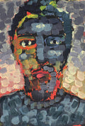 Visual Vibration Study Self Portrait Original Painting Wall Art image 0