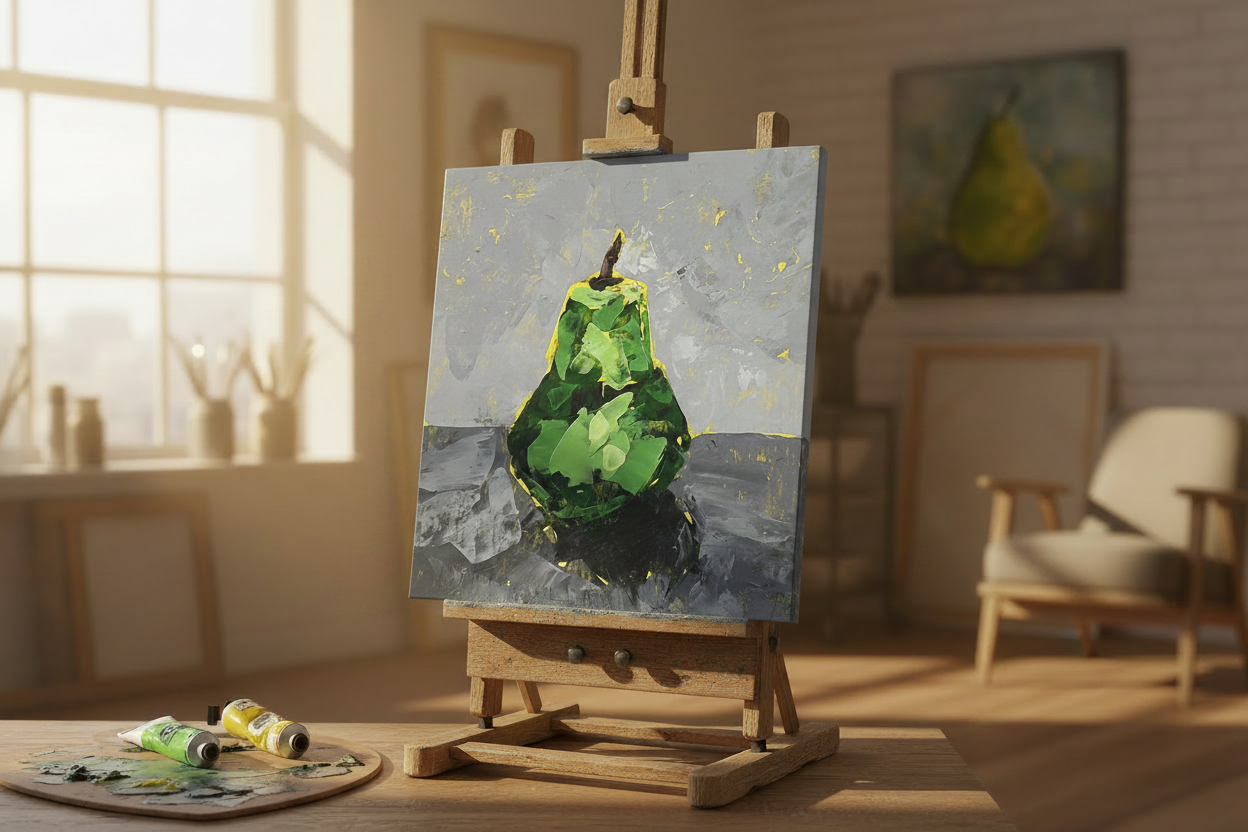 Raw painting on easel
